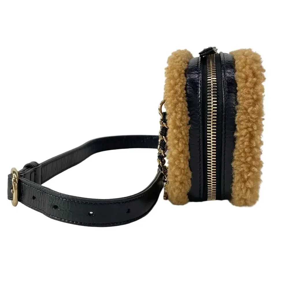 Chanel CC Fan Bum Bag Black Light Brown